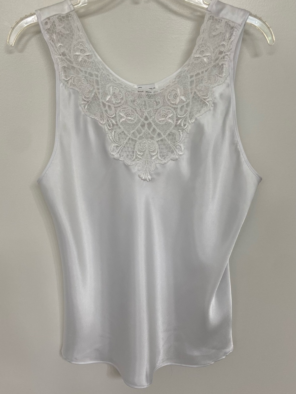 Vintage Cinema Etoile White Satin Lace Camisole Top Size Large 90s Coquette